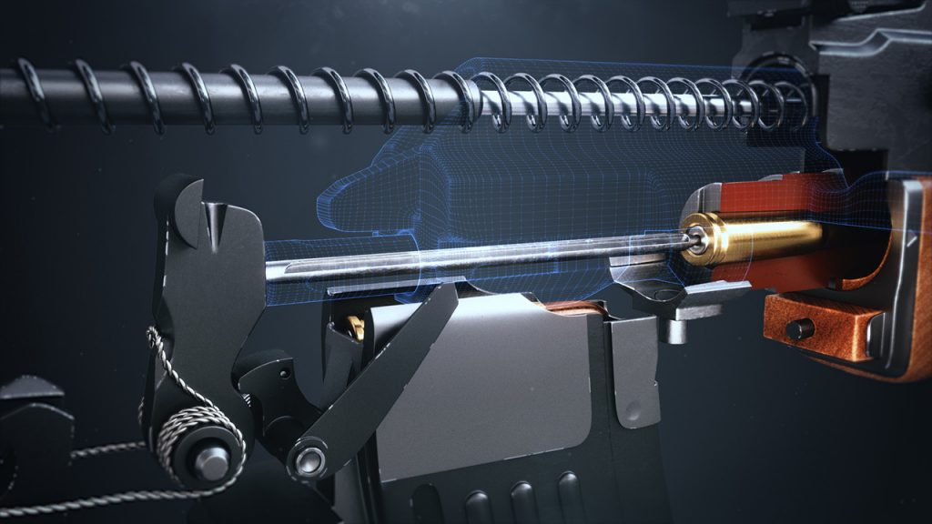 AK-47 3D cutaway animation render